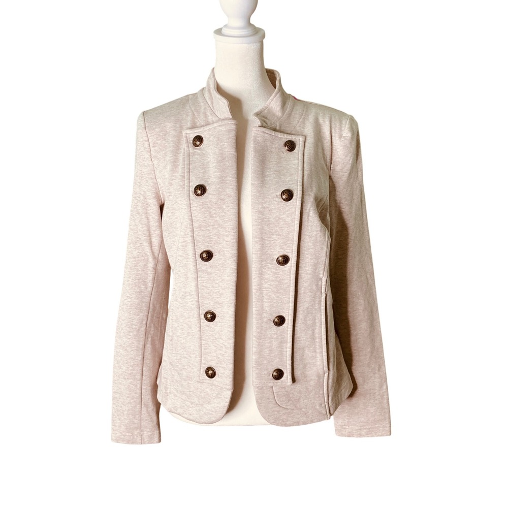 Tommy Hilfiger Grey Heather Military Band Blazer Jacket Brass Button (Size M)